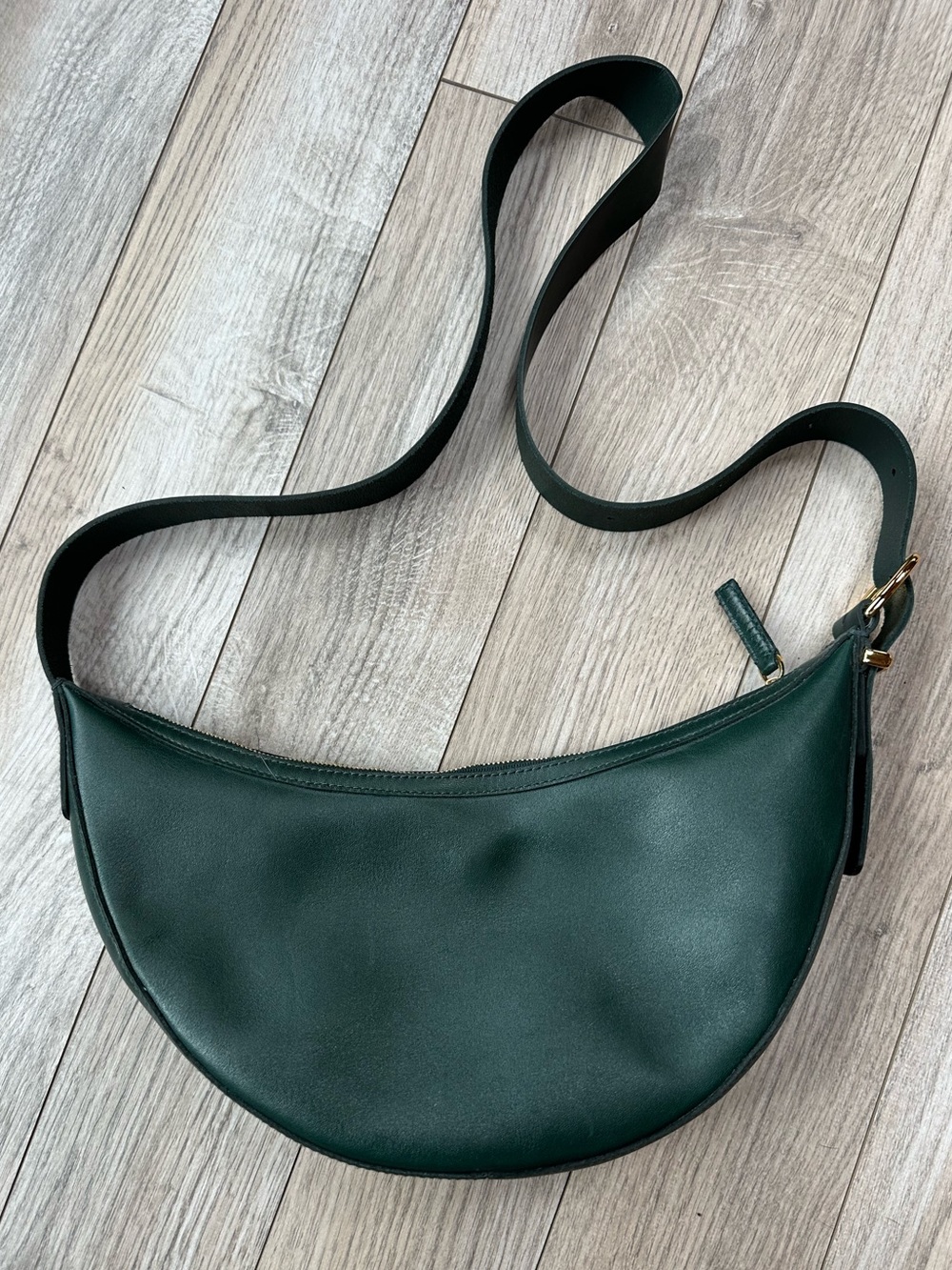 Madewell Dark Green Leather Crescent Crossbody Bag - Picture 2 of 9